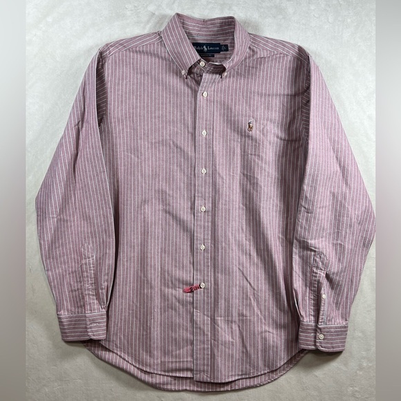 Polo Ralph Lauren Size Large Classic Stripe Oxford Trad Ivy Button Front Shirt - Picture 1 of 10